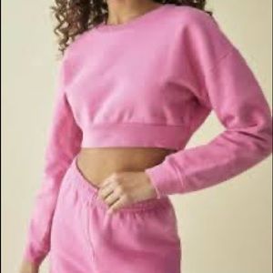Reformation Hot Pink Cropped Sweatshirt medium